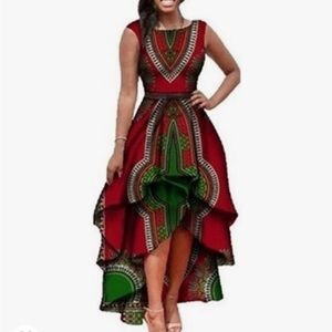 Yeshire Women’s African Print Dashik High Low Dress.